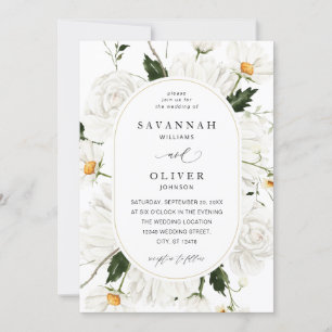 Convites Daisy White Floral Wedding V3