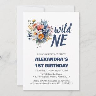 Convites Daisy Wild One primeiro aniversario Girl