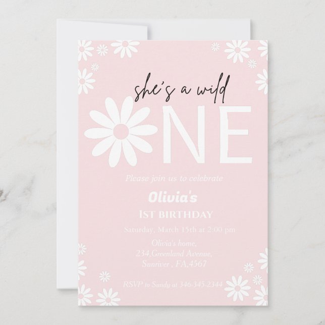 Convites Daisy wilone party bohemian no primeiro aniversári (Frente)