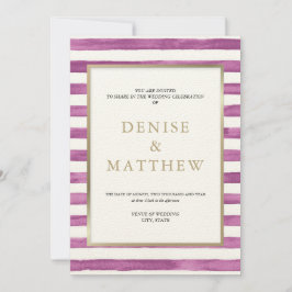 Convites Dalia Roxo Listras de Aquarela & Letreiro Dourado