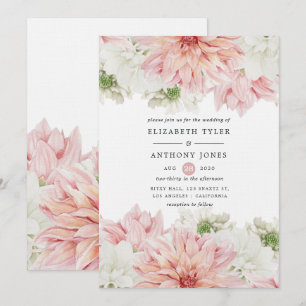 Convites Dálias Rosadas Casamento Floral