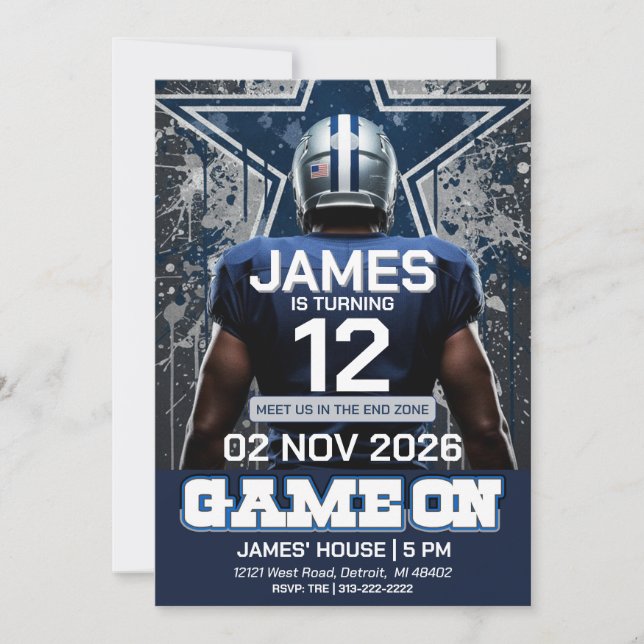 Convites Dallas Football Birthday Invitation (Frente)