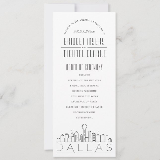 Convites Dallas | Programa de Casamento por Deco Moderno (Frente)