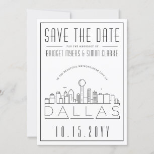 Convites Dallas Wedding Stylized Skyline Salvar Data