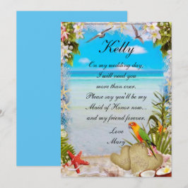 Convites Dama de Honra de Casamento Floral de Praia Tropica