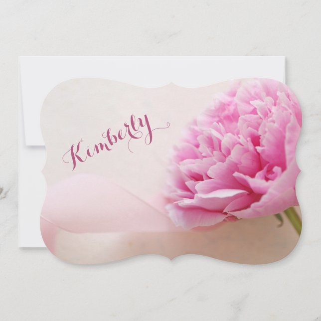 Convites Dama de honra de peônia rosa com fita (Frente)