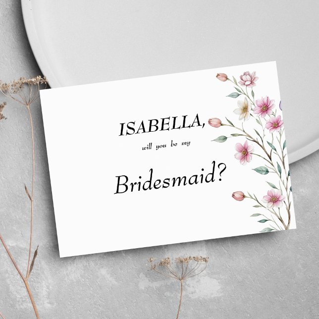 Convites Dama de honra flor de menta lilás rosa branca de p (Pink white mint lilac spring flower Bridesmaid)