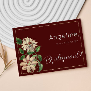 Convites Dama de honra floral botânica branco burgundy verd