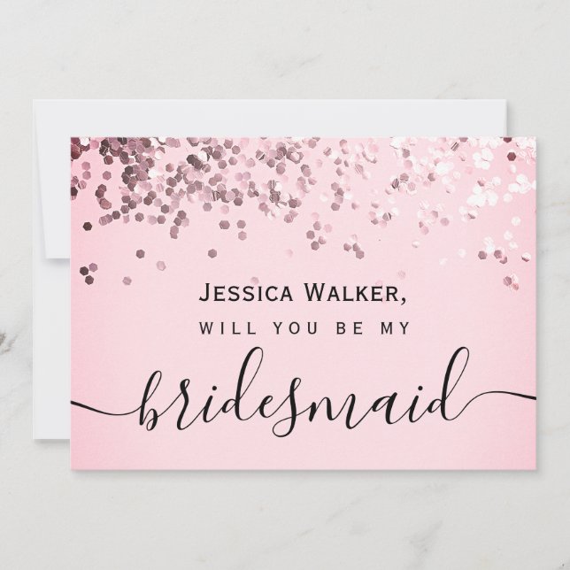 Convites Dama de honra simples e elegante com brilho (Frente)