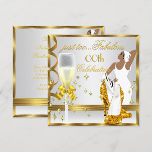 Convites Dama Deco Dourada Branca Aniversário Demais Fabulo