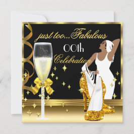 Convites Dama Deco Dourada Preta Muito Fabuloso Aniversário