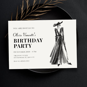 Convites Dama em Vestido Elegante aniversário
