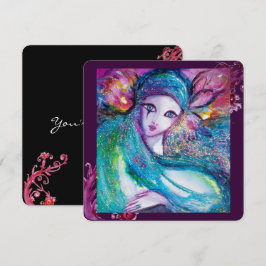 Convites DAMA MÁSCARA AZUL Festa de Mascarada Elegante, Azu