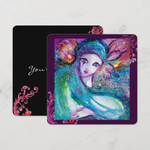 Convites DAMA MÁSCARA AZUL Festa de Mascarada Elegante, Azu