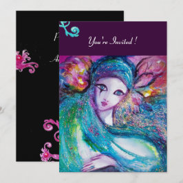 Convites DAMA MÁSCARA AZUL Festa de Mascarada, Rosa Ciano P