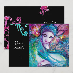 Convites DAMA MÁSCARA AZUL Festa de Máscaras,Redemoinhos Pr