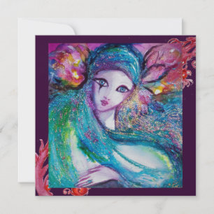 Convites DAMA MÁSCARA AZUL Festa de Máscaras,Redemoinhos Ro