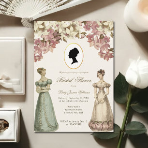 Convites Damas da Regência Vintage Floral Orquídea Chá de N