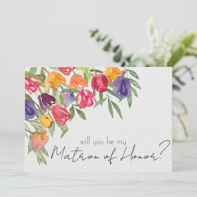 Convites Damas de Honra com Tulipas Brilhantes e Verdura (Em pé/Frente)