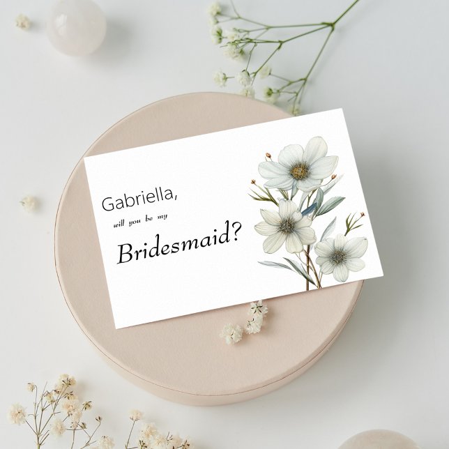 Convites Damas de honra florais simples de menta branca da  (Simple white mint green spring floral Bridesmaid )