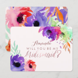 Convites Damas de honra/Pintura em aquarela/Floral/Rosas