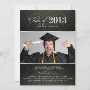 Convites Damas pretas e Cinzas legantes com graduação em 