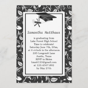 Convites Damasco, almofariz, graduação do diploma