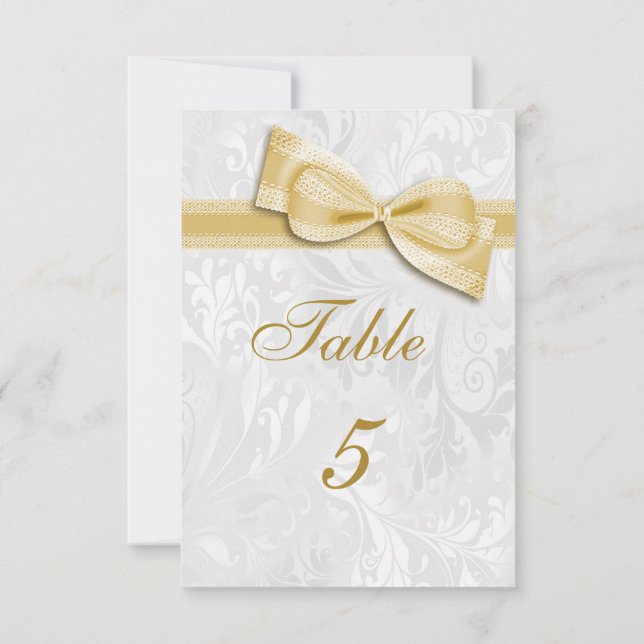 Convites Damasco Branco e Arco Falso Dourado (Verso)