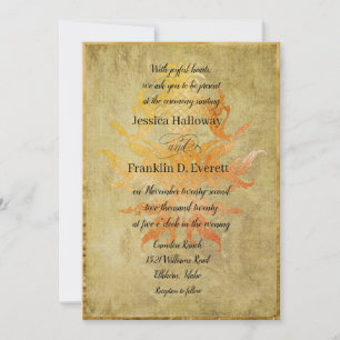 Convites Damasco de Abacaxi de outono de ouro com Linen Vin