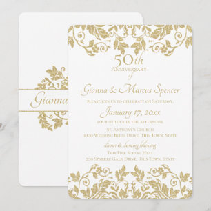Convites Damasco Dourado 50º Aniversário