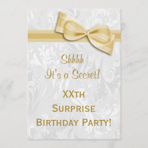 Convites Damasco e arco da festa de aniversário da SURPRESA