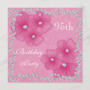 Convites Damasco e Flores Rosa 95º Aniversário