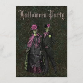 Convites Damasco elegante o Dia das Bruxas do chique dos