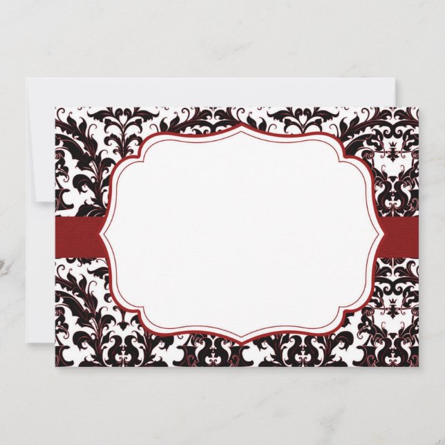 Convites Damasco Elegante Vermelho Personalizável (Frente)