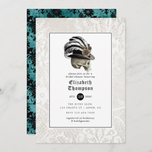 Convites Damasco Floral e Chá de panela Gótico de rendas