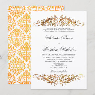 Convites Damasco Flourado Dourado