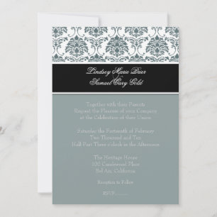 Convites Damasco/grafite/ardósia/preto