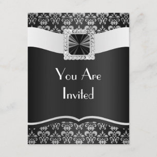 Convites Damasco preto & branco