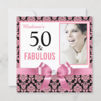 Damasco preto branco rosa quente 50º aniversário