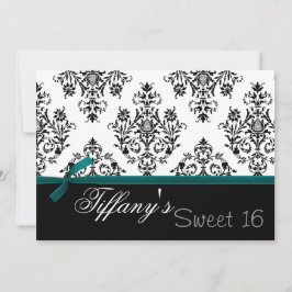 Convites damask aqua Sweet Six Invance