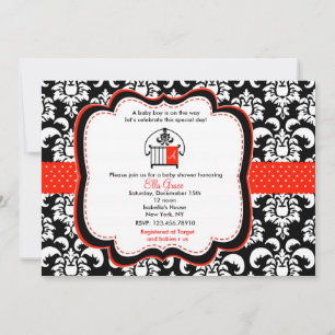Convites Damask Baby Shower Monogramas