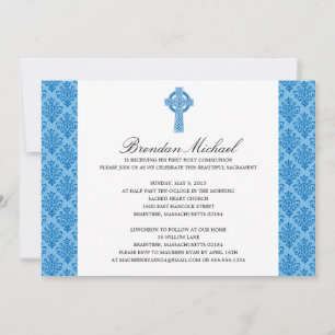 Convites Damask Celtic Cross First Communes
