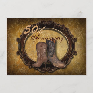 Convites damask cowboy country 50º aniversário de casamento