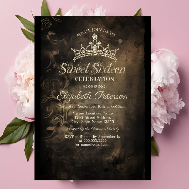 Convites Damask Dark Gothic Sweet 16 (Criador carregado)