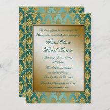 Damask Dourado no Teal