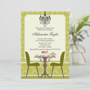 Convites Damask e Chandelier Tea Party