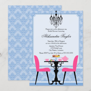 Convites Damask e Chandelier Tea Party