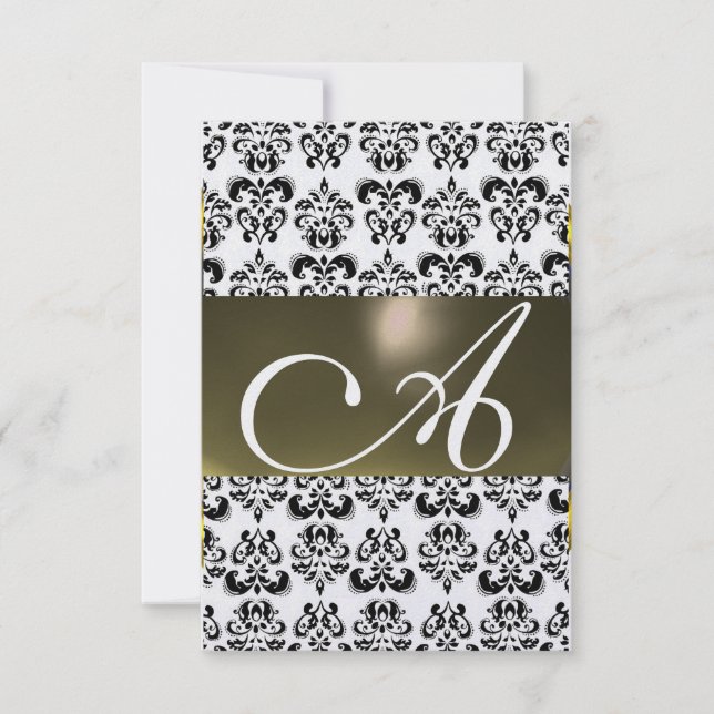Convites DAMASK GEM MONOGRAM cinzas rsvp ice (Frente)