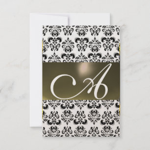 Convites DAMASK GEM MONOGRAM cinzas rvp gold