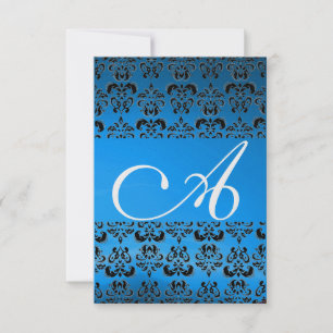 Convites DAMASK GEM MONOGRAM gelo azul rsvp